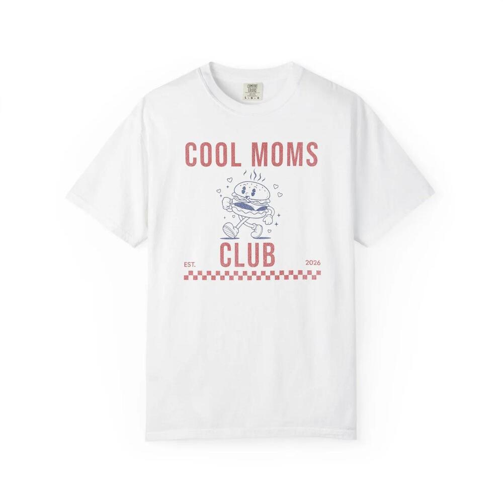 Cool Moms Club T-Shirt Retro Cartoon Character, Checker Stripe - Picture 1 of 4